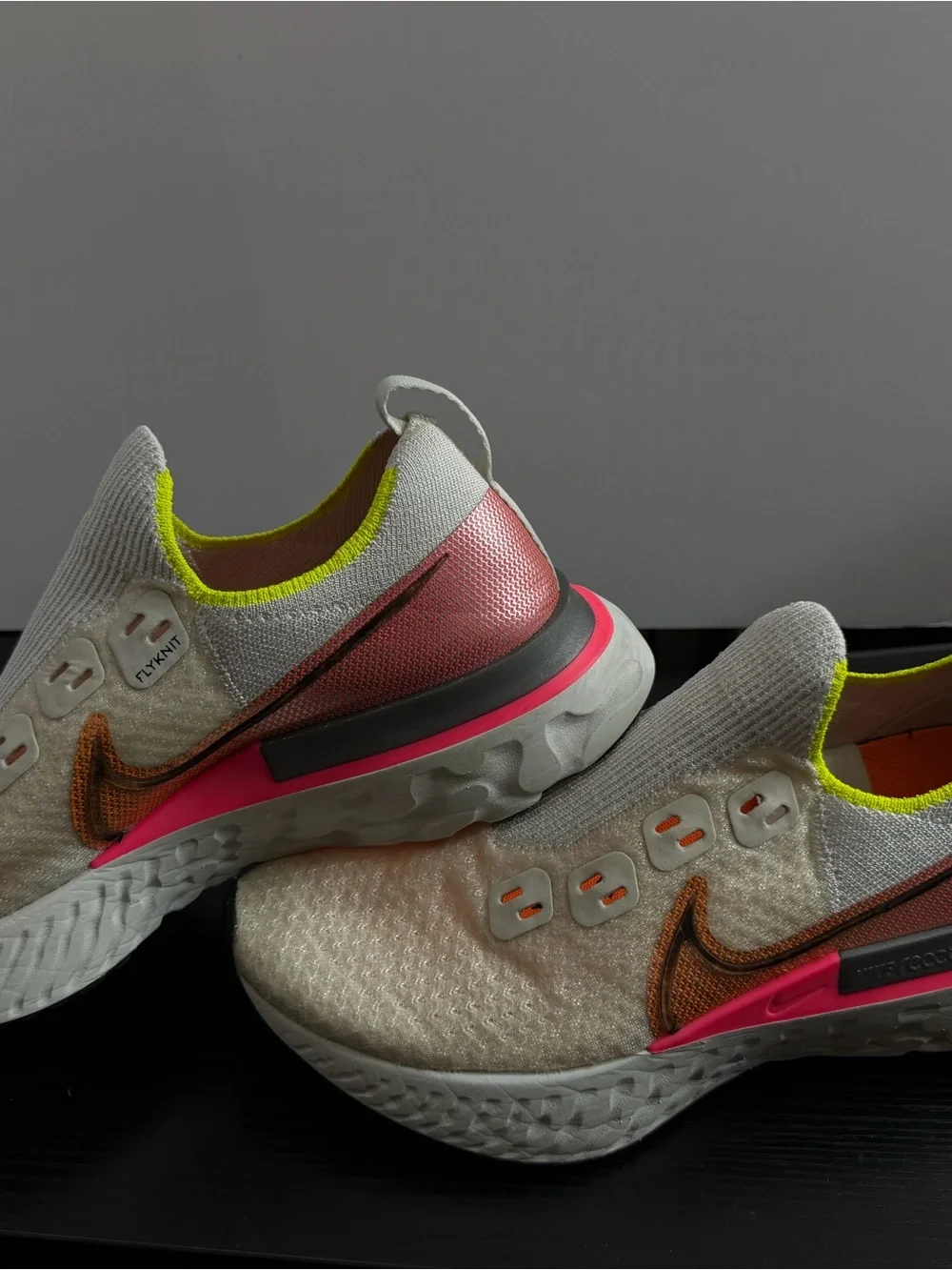 Nike Kids Slip-On Sneakers - Cream with Pink & Neon Yellow Accents